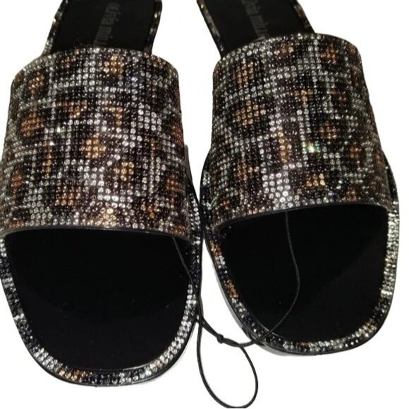 Olivia Miller Leopard Print Rhinestone Slides - Picture 4 of 5